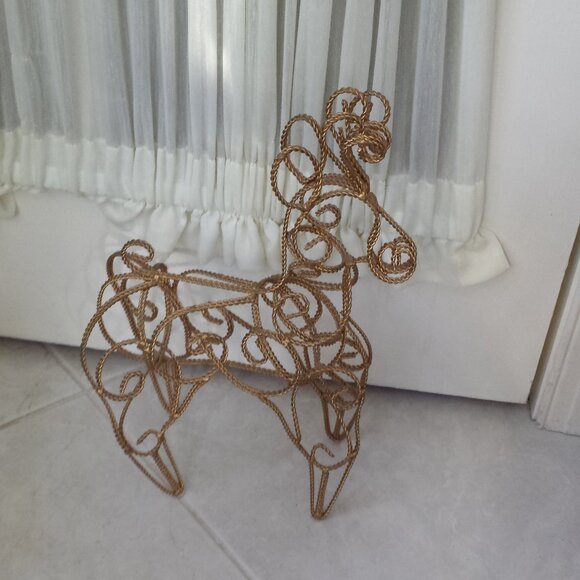2 Gold Braided Wrought Iron Indoor Deer - Picture 7 of 16